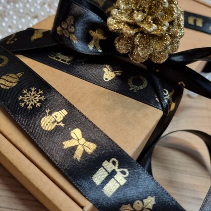 Ziemassvētku lentīte ar zelta druku