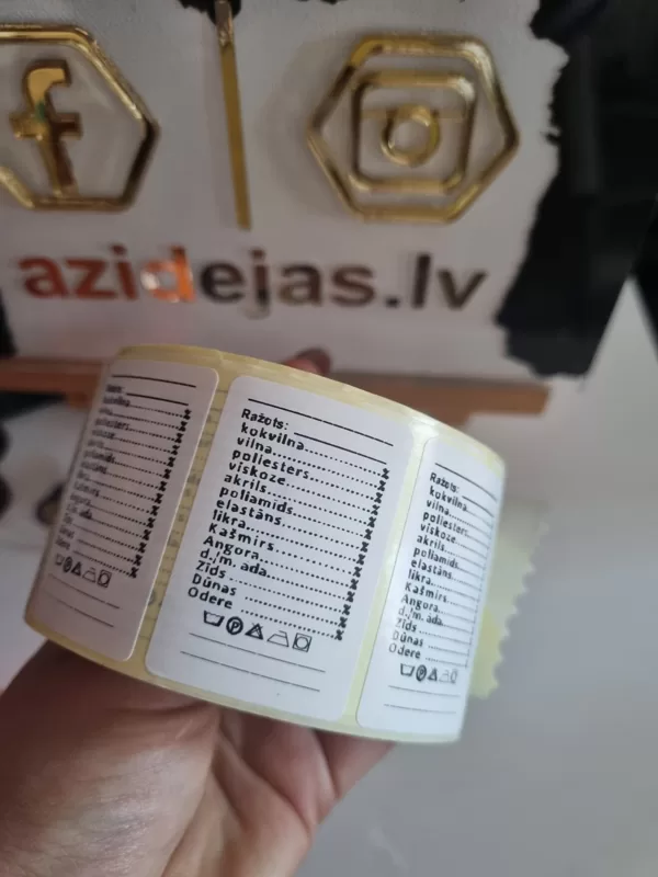 Apģērba sastāva uzlīmes 